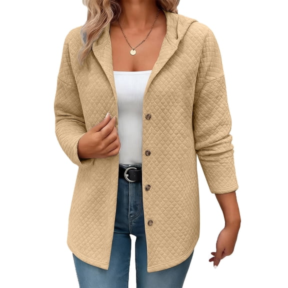 Hxshgdsn Womens Casual Plaid Texture Cardigans With Hood Open Front Button Jackets Fall Knit Outerwear Yellow Xl