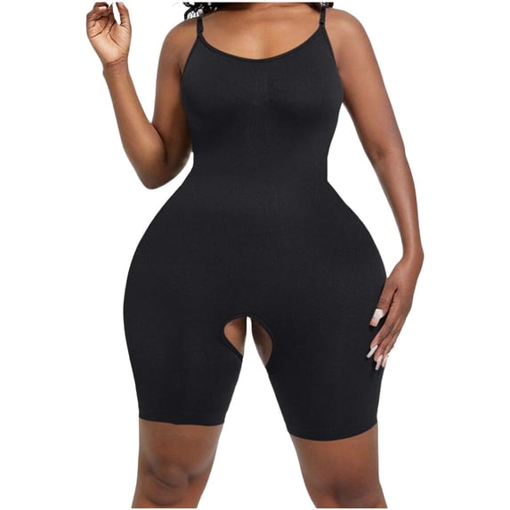 Hxshgdsn Womens Crotchless Cami Bodysuit Sleeveless Stretchy Slim Fit Shapewear(Black/3XL)