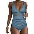 thumbnail image 1 of Hxshgdsn Womens Deep V Neck One Piece Bikini Slimming Wide Strapped Modest Swimsuit High Waist Trendy Swimwear Gray M, 1 of 8