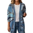 thumbnail image 1 of Hxshgdsn Womens Long Sleeve Printed Cardigan Open Front Casual Jacket with Denim Trim for Daily Wear(Multicolor/L), 1 of 2