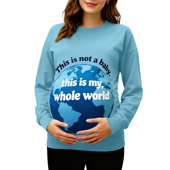 Hxshgdsn Womens Maternity Clothes Long Sleeves Crew Neck Pregnancy Sweatshirts Funny Tops With Graphic Printed Sky Blue M