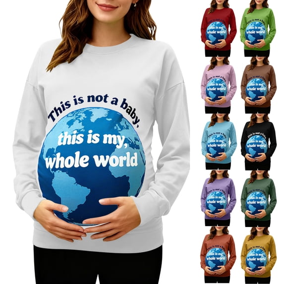 Hxshgdsn Womens Maternity Clothes Long Sleeves Crew Neck Pregnancy Sweatshirts Funny Tops With Graphic Printed Yellow Xl