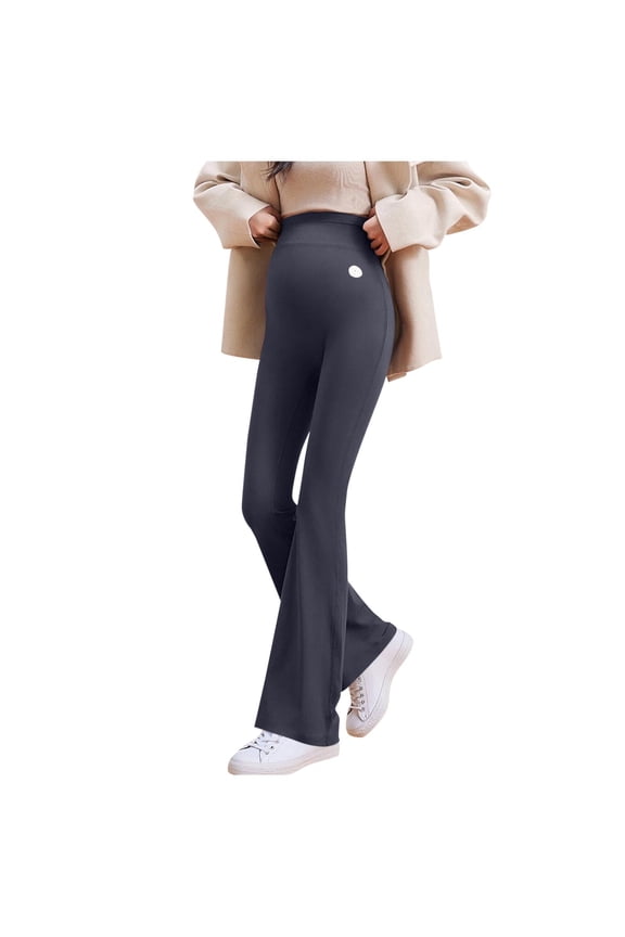 Womens Maternity Flare Leggings Full Long Yoga Pants Over The Belly Stretchy Trousers Gray M