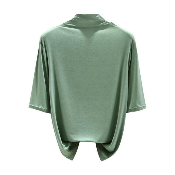 Hxshgdsn Womens Mock Turtleneck Tops Short Sleeve Tees Trendy Soft Blouse Running Sportwear Green 2Xl
