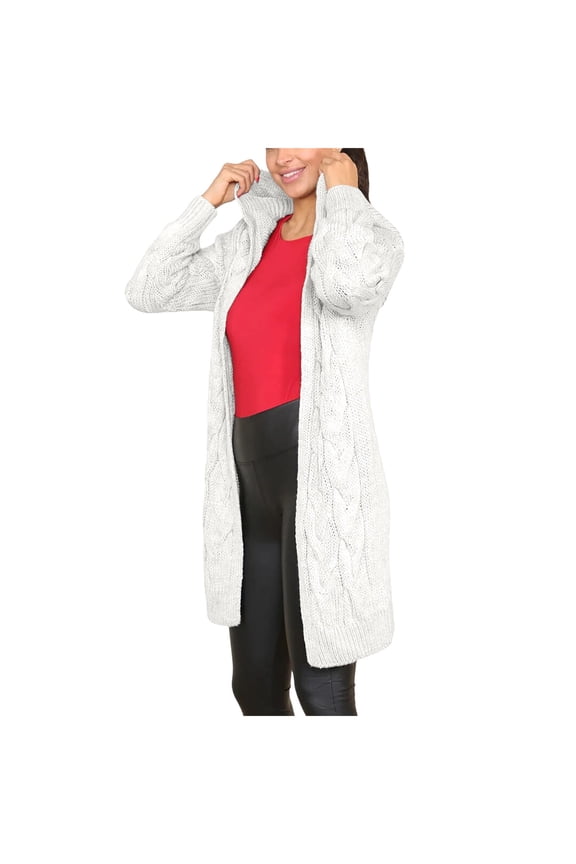 Womens Oversized Cable Long Cardigans With Hooded Lightweight Open Front Crochet Fall Jackets Warm Winter Coats White Xxl