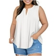 thumbnail image 1 of Hxshgdsn Womens Plus Size Sleeveless Tops Summer Fashion Pleated Front V Neck Casual Blouse Vacation（White/3XL）, 1 of 7