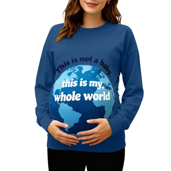 Hxshgdsn Womens Pregnancy Sweatshirts Long Sleeves Crew Neck Funny Tops With Graphic Printed Maternity Clothes Blue Xl