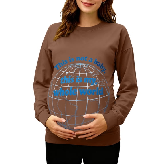 Hxshgdsn Womens Pregnancy Sweatshirts Soft Long Sleeves Crew Neck Maternity Clothes With Graphic Printed Coffee Xl