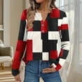 thumbnail image 1 of Hxshgdsn Womens Tops Trendy Women's Casual Printed Round Neck Long Sleeve T-Shirt Blouse Zipper Tops Fall Outfits For Women 2025 Red 2XL, 1 of 6