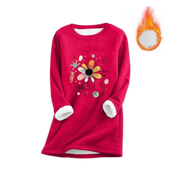 Hxshgdsn Womens Tops Women's Winter Loose Casual Floral Pattern Button Knit Long Sleeve Knit Cardigan Jacket Fall Outfits For Women 2025 Red M