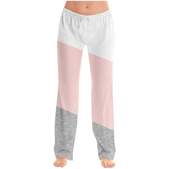 Hxshgdsn Womens Trendy High Waist Sweatpants Wide Leg Yoga Long Pants With Pockets Casual Soft Sportwear Pink S