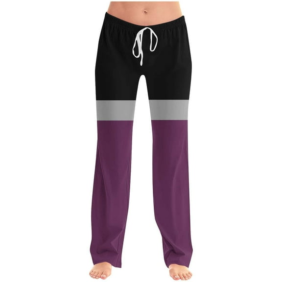 Hxshgdsn Womens Trendy High Waist Sweatpants Wide Leg Yoga Long Pants With Pockets Casual Soft Sportwear Purple 1 Xl