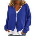 thumbnail image 1 of Hxshgdsn Womens V Neck Cardigans Sweaters Long Sleeve Blazer Peplum Knit Open Front Jacket Blue M, 1 of 5
