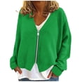 thumbnail image 1 of Hxshgdsn Womens V Neck Cardigans Sweaters Long Sleeve Blazer Peplum Knit Open Front Jacket Green S, 1 of 5