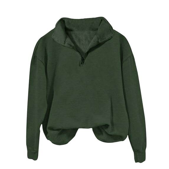 Hxshgdsn Womens V Neck Sweatshirts Fuzzy Fleece Warm Long Sleeve Pullover Tops Army Green M