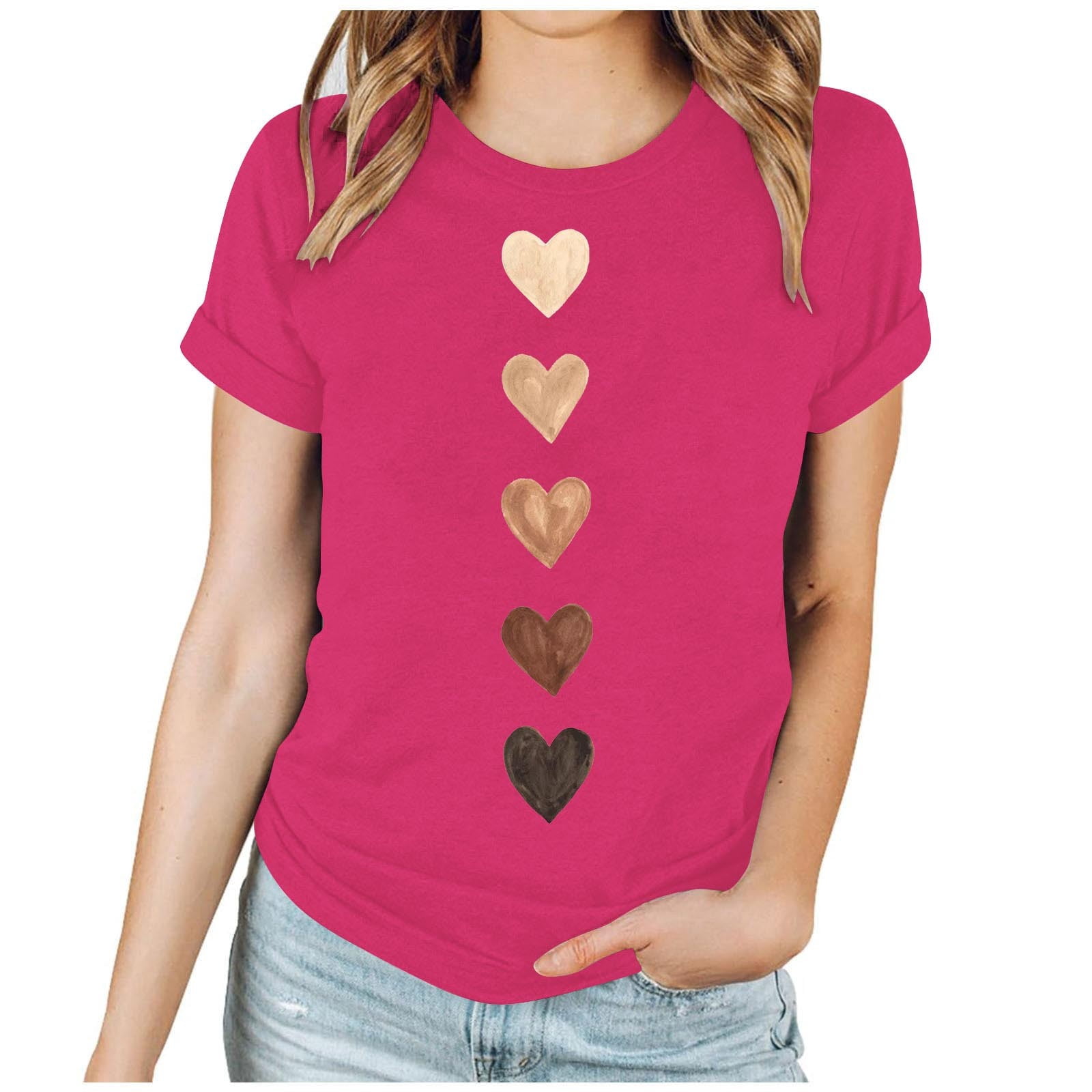 Hxshgdsn Valentines Shirts For Womens Graphic Love Heart Short