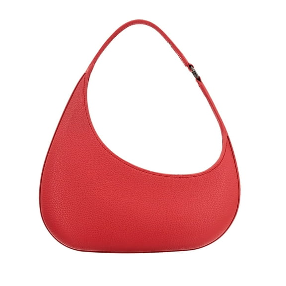 Hxusin Small Red Leather Puse - Trendy & Lightweight Handbag for Women,Stylish Crescent Shoulder Bag