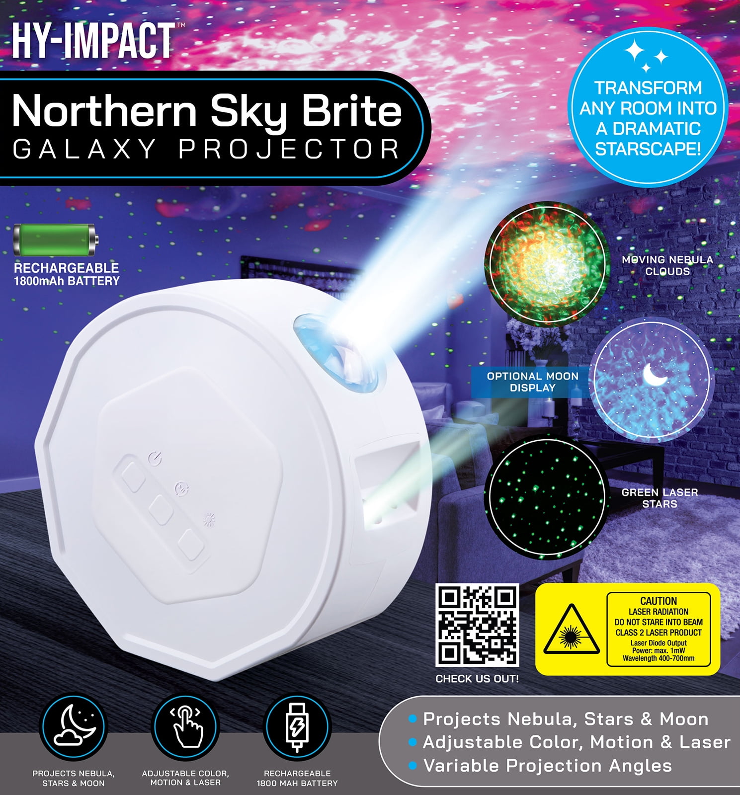 HyImpact Northern Sky Brite Galaxy Lights Projector, 6.5" Star
