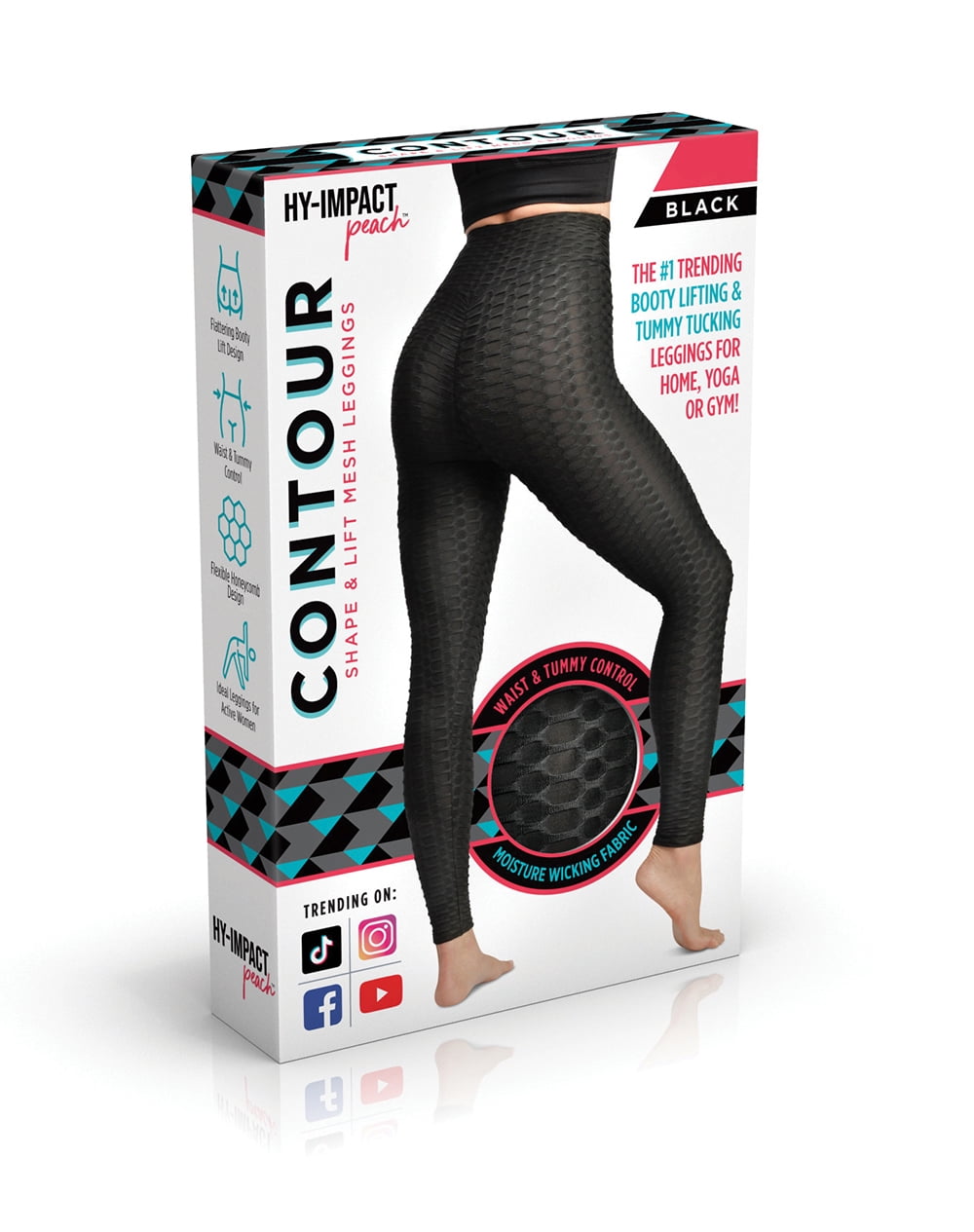 Hy-Impact Peach Fit High Waist Anti-Cellulite Leggings - Tummy Control \u0026  Booty Lift - Size XL - Black - Walmart Business Supplies