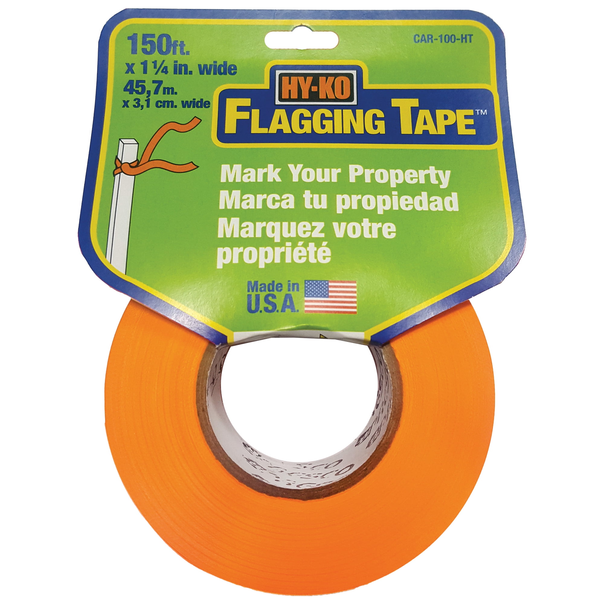 Hy-Ko 150' Orange Flagging Tape, Reusable, Weather-Resistant, PVC