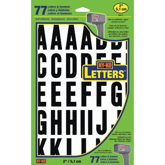 Hy-Ko 2 in. Black Vinyl Letter Set A-Z Self-Adhesive 1 pk
