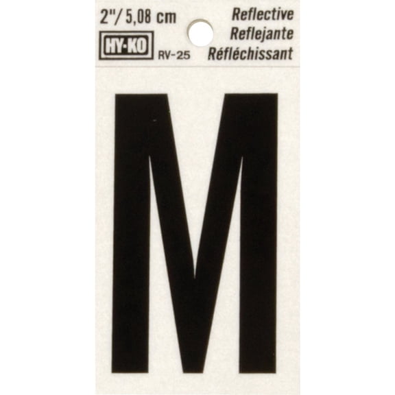 Hy-Ko 2 in. Reflective Black Vinyl Letter M Self-Adhesive 1 pc.
