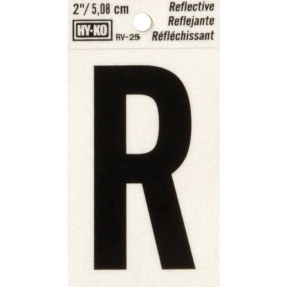 Hy-Ko 2 in. Reflective Black Vinyl Letter R Self-Adhesive 1 pc.