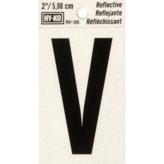 2" Self Stick Reflective Letter Number [Set of 10] Letter: V