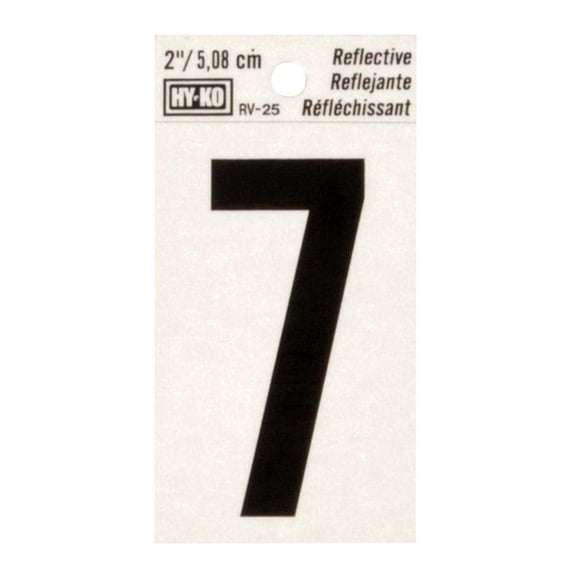Hy-Ko 2 in. Reflective Black Vinyl Self-Adhesive Number 7 1 pc