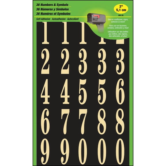 Hy-Ko 2 in. Reflective Gold Polyester Number Set 0-9 Self-Adhesive 1 pk