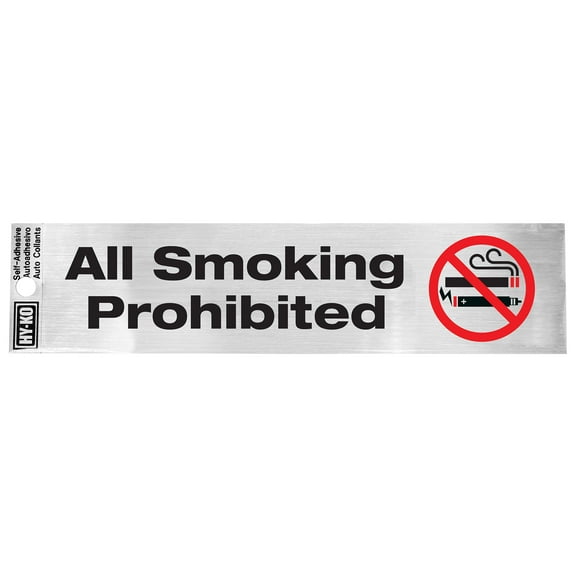 Hy-Ko 2" x 8" Vinyl All Smoking Prohibited Sign, Self-adhesive Sticker