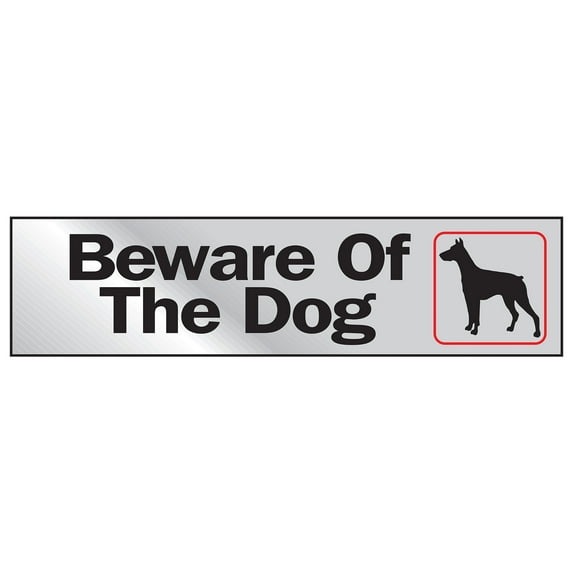 Hy-Ko 2" x 8" Beware of The Dog Silver Self-adhesive Window/Door Sticker Sign
