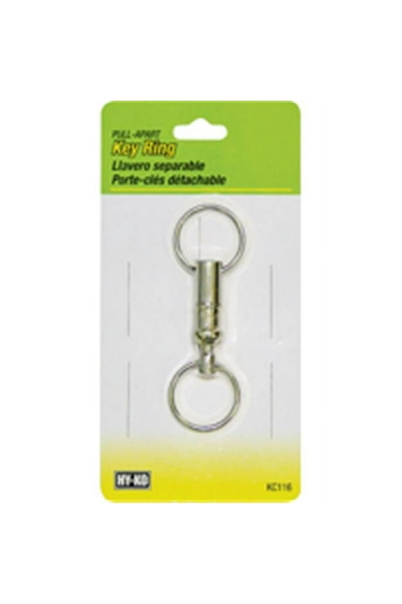 2GO Pull-Apart Key Ring with 2 Split Rings, Silver Metal, 1-Inch Rings