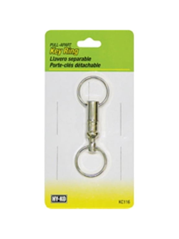 2GO Pull-Apart Key Ring with 2 Split Rings, Silver Metal, 1-Inch Rings