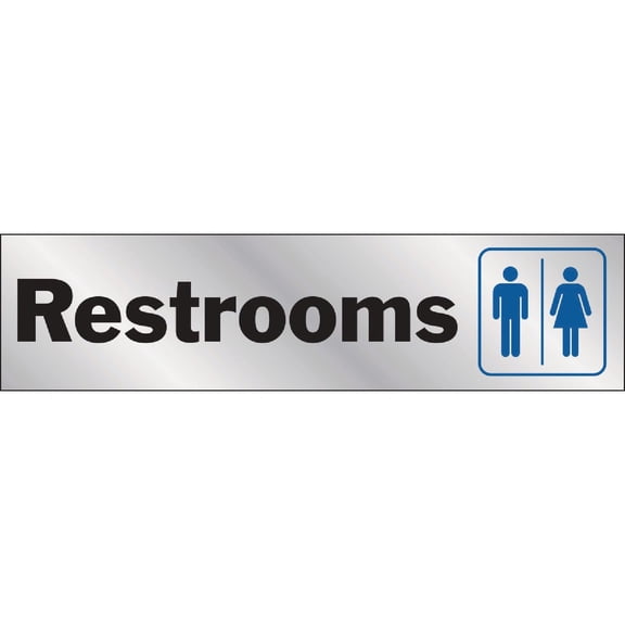 Hy-Ko Restroom Sign - Mylar, Indoor Use - 2" x 8", Multicolor