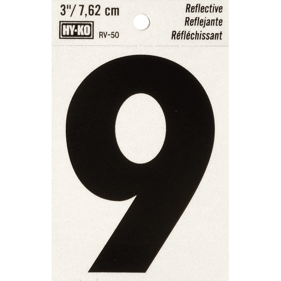 Hy-Ko 3 In. Reflective Numbers - Single Pack  Residential Use, Standard Application