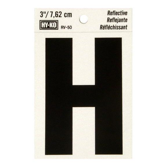 Hy-Ko 3-Inch Reflective Vinyl Letter H, Self-Adhesive, Weather-Resistant
