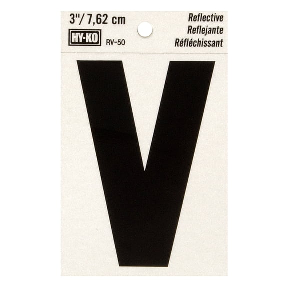 Hy-Ko 3-Inch Reflective Vinyl Letter V, Self-Adhesive, Weather-Resistant