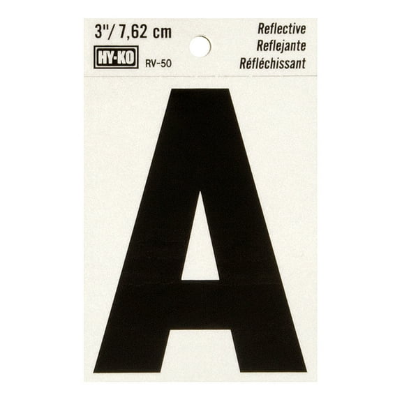 Hy-Ko 3 Inch Reflective Vinyl Self-Adhesive Sticker Letter a for Address and Mailboxes