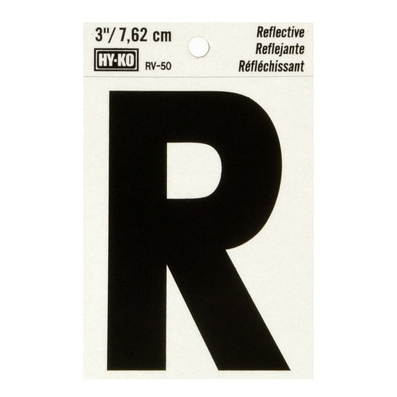 Hy-Ko 3" Reflective Vinyl Letter "R", Self-Adhesive Sticker, Weather-Resistant