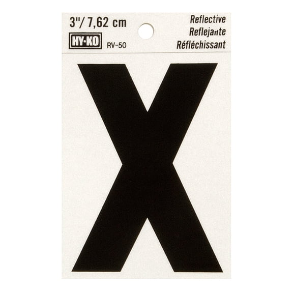 Hy-Ko 3" Reflective Vinyl Letter "X", Self-Adhesive, Weather-Resistant