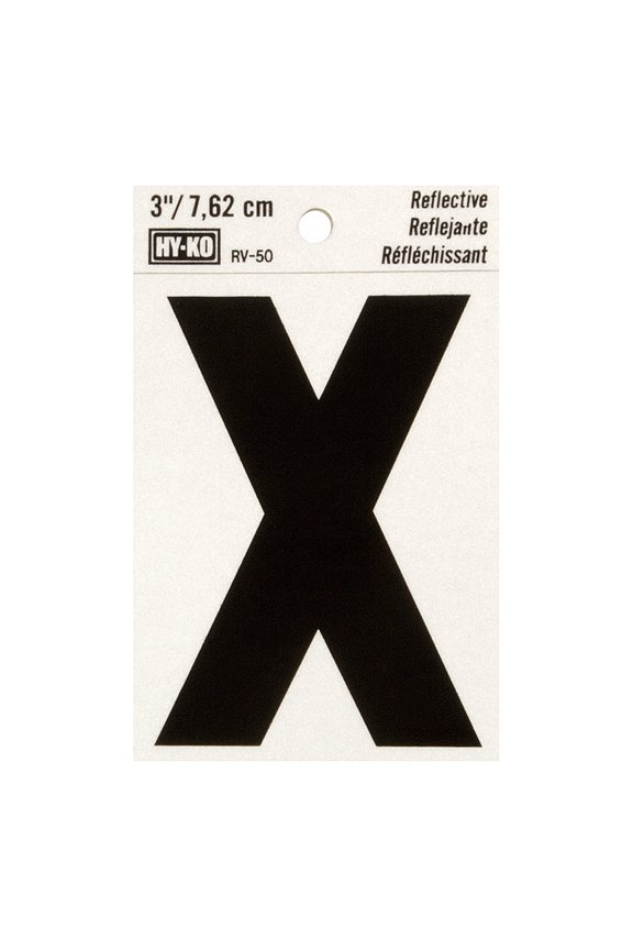 3" Reflective Vinyl Letter "X", Self-Adhesive, Weather-Resistant