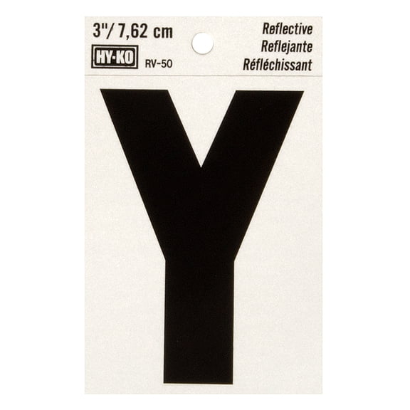 Hy-Ko 3" Reflective Vinyl Letter Y, Self-Adhesive Sticker, Weather-Resistant