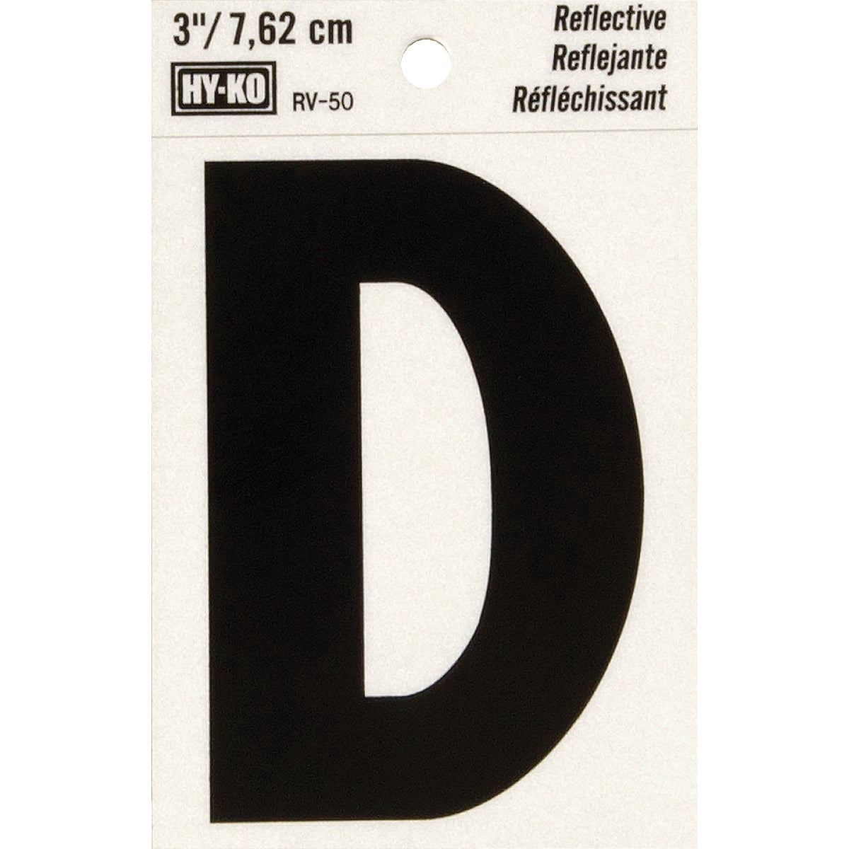 Hy-Ko 3 in. Reflective Black Vinyl Letter D Self-Adhesive 1 pc.