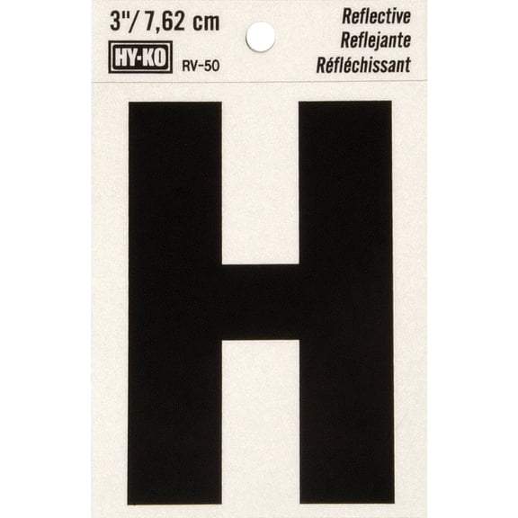 Hy-Ko 3 in. Reflective Black Vinyl Letter H Self-Adhesive 1 pc.