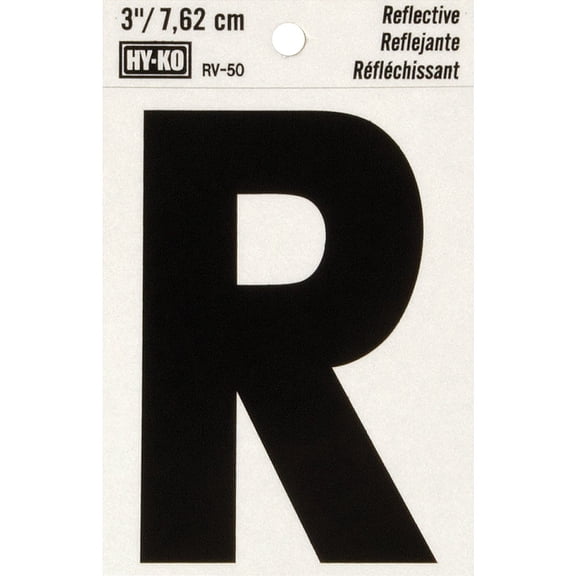 Hy-Ko 3 in. Reflective Black Vinyl Letter R Self-Adhesive 1 pc.