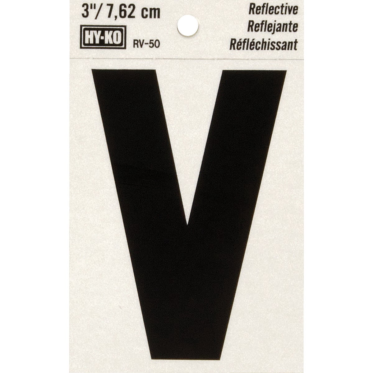 Hy-Ko 3 in. Reflective Black Vinyl Letter V Self-Adhesive 1 pc.