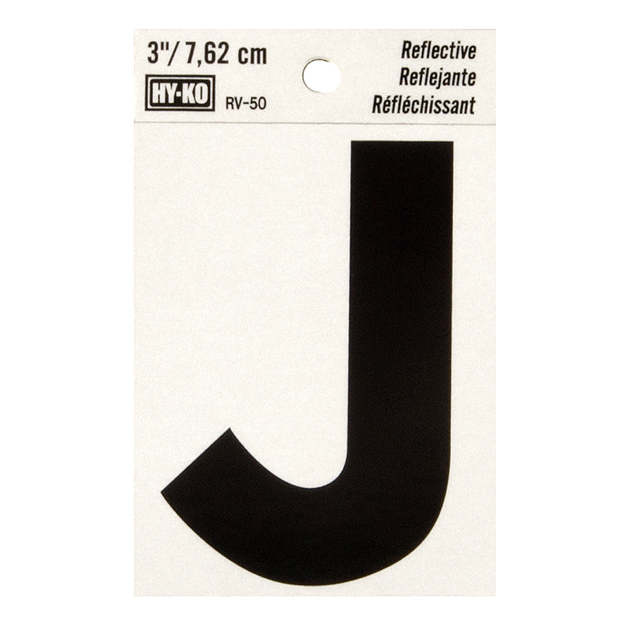 Hy-Ko 3 inch Reflective Vinyl Letter J, Self-Adhesive Sticker, Weather ...