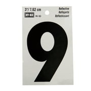 Hy-Ko 3-inch Reflective Vinyl Number 9, Self-Adhesive, Weather-Resistant