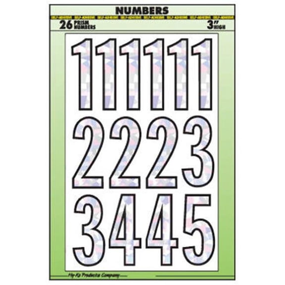 Hy-Ko 3-inch Silver Prism Adhesive Vinyl Number Set, Includes Numbers & Symbols